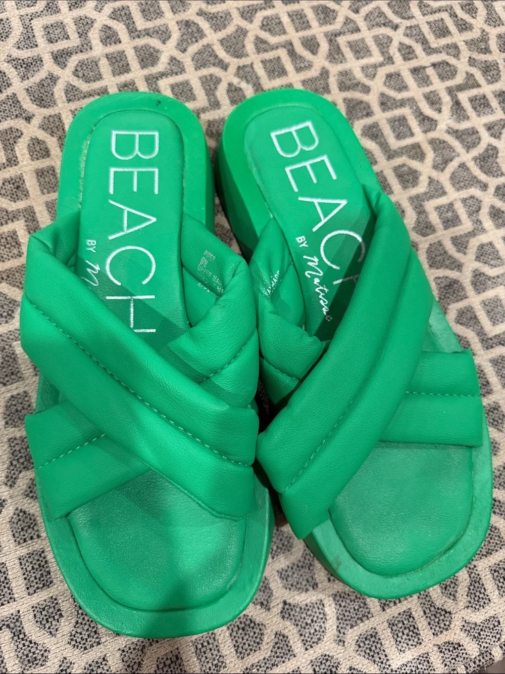 Green Padded Slide Sandals